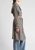 Shinely Trench Coat - Brown Plaid Mix