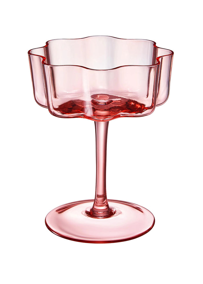 Bright Flower Wave Coupe Cocktail Glass