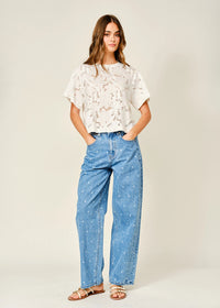 Miller Polka Dot Straight Pants - Denim