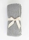 Garter Stitch Knit Blanket - Ice Grey