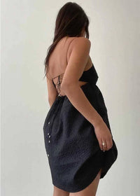 Susie Lace Up Mini Dress - Black