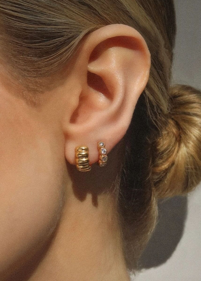 Hilary Milgrain Huggies - Gold