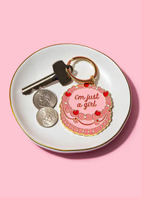 Just A Girl Vintage Cake Enamel Keychain