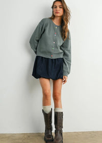 Brynne Denim Bubble Skirt - Dark Denim