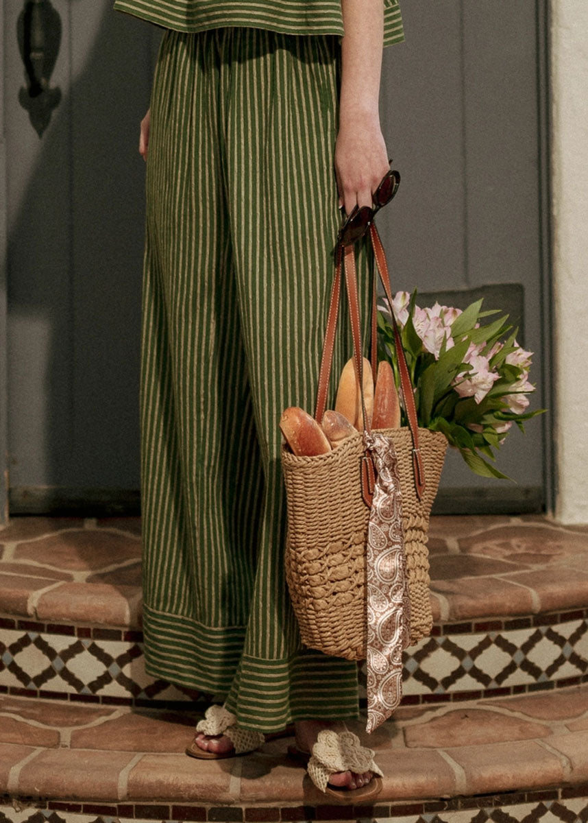 Olivette Striped Wide Leg Pants - Green