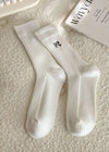 Embroidered Bow Socks