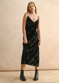 Clarisse Suede Textured Midi Dress - Black