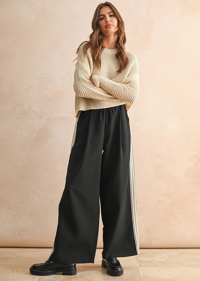 Wrenley Stripe Panel Pant - Black