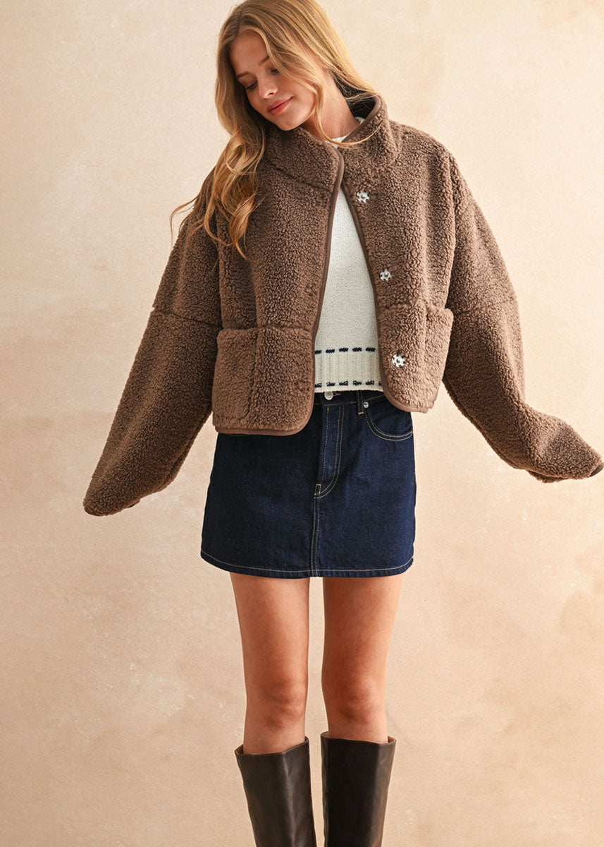 Cedar Reversible Suede & Sherpa Jacket - Espresso – Alice & Wonder
