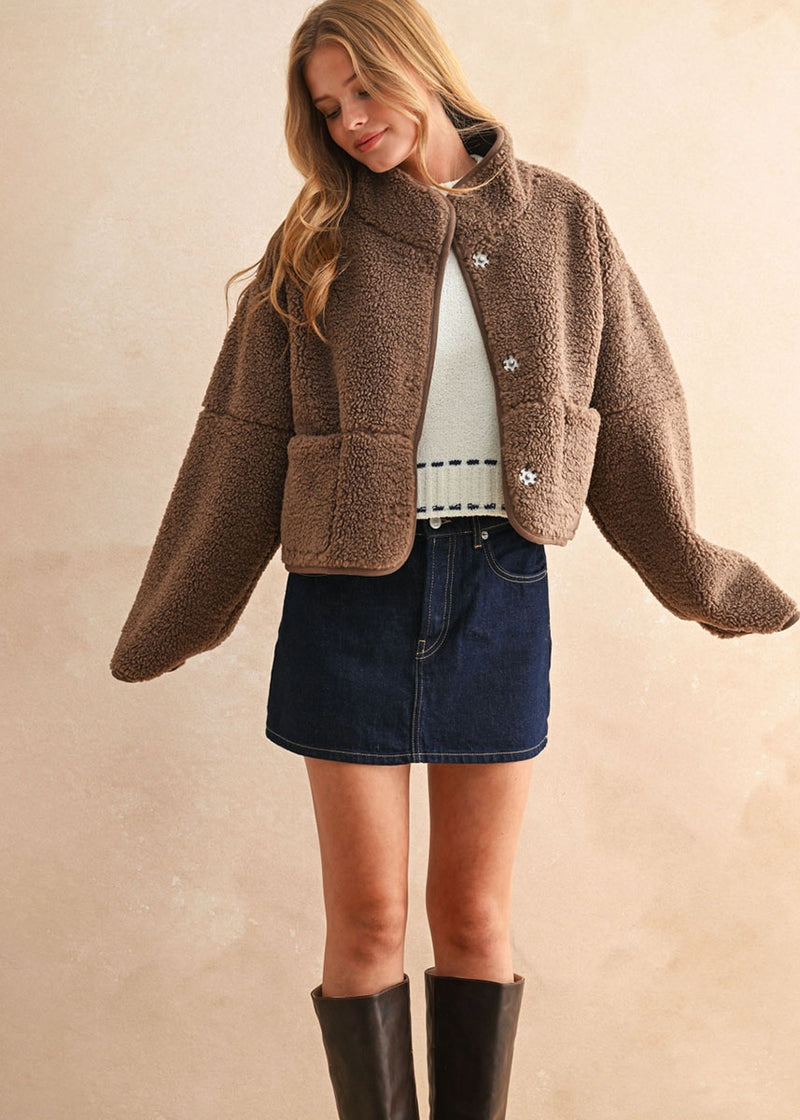 Cedar Reversible Suede & Sherpa Jacket - Espresso