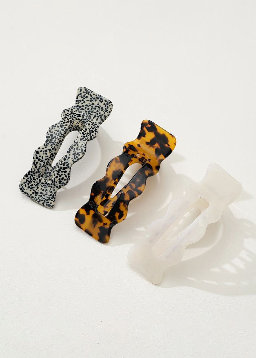 Jane Core Scalloped Flat Claw Clip - Pearl