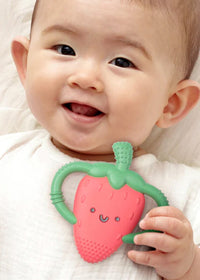 Chew Crew Silicone Handle Teether - Strawberry