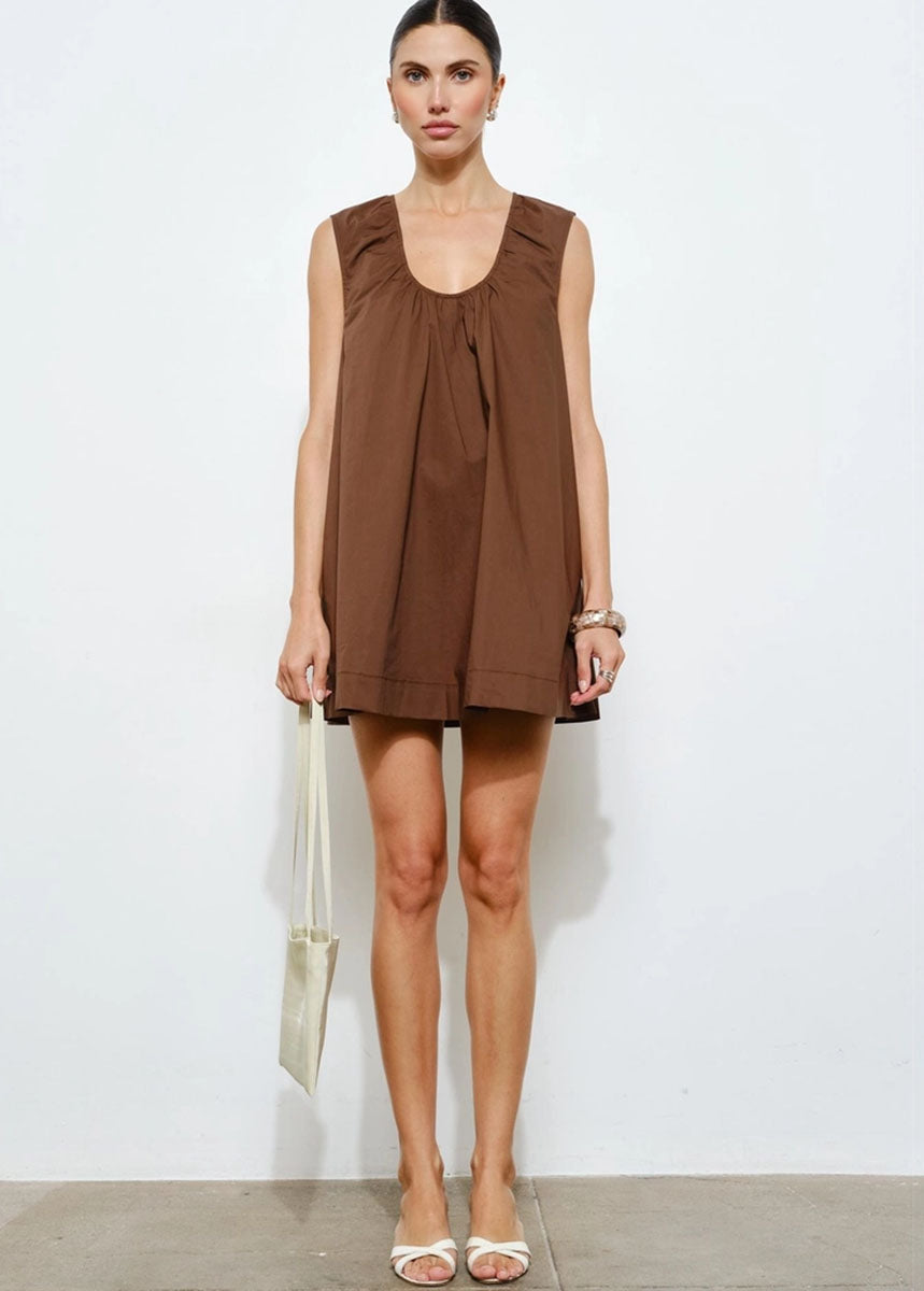Delia Swing Mini Dress - Brown