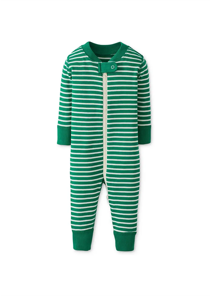 Baby 2-Way Zip Sleeper In HannaSoft - Ulta Green & Ecru Stripe