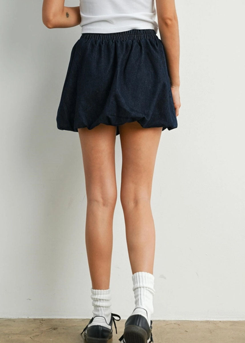 Brynne Denim Bubble Skirt - Dark Denim