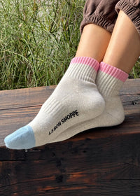 Color Block Girlfriend Socks - Grey Pink