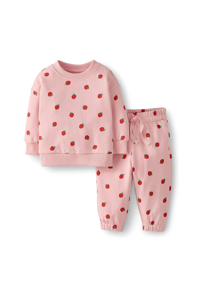 French Terry Top & Pant Set - Strawberry
