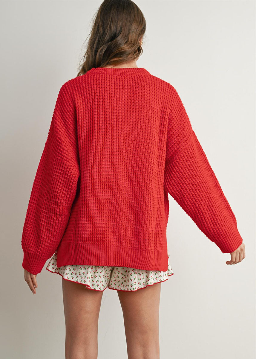 Amora Classic Waffle Top - Red