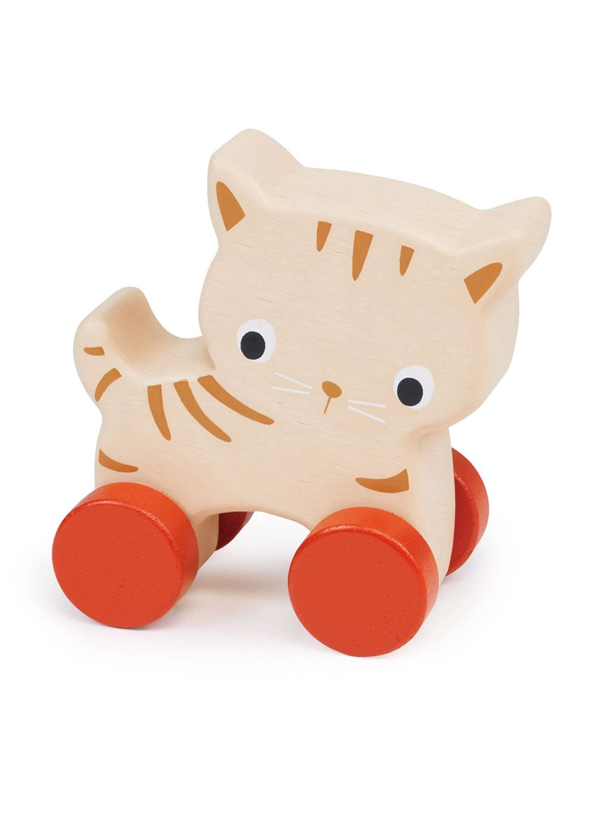 Kitten On Wheels Wooden Toy