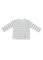 Ribbed Stripe Henley - Glacier Lake