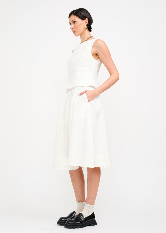 Josefina Linen Sleeveless Top - Off White