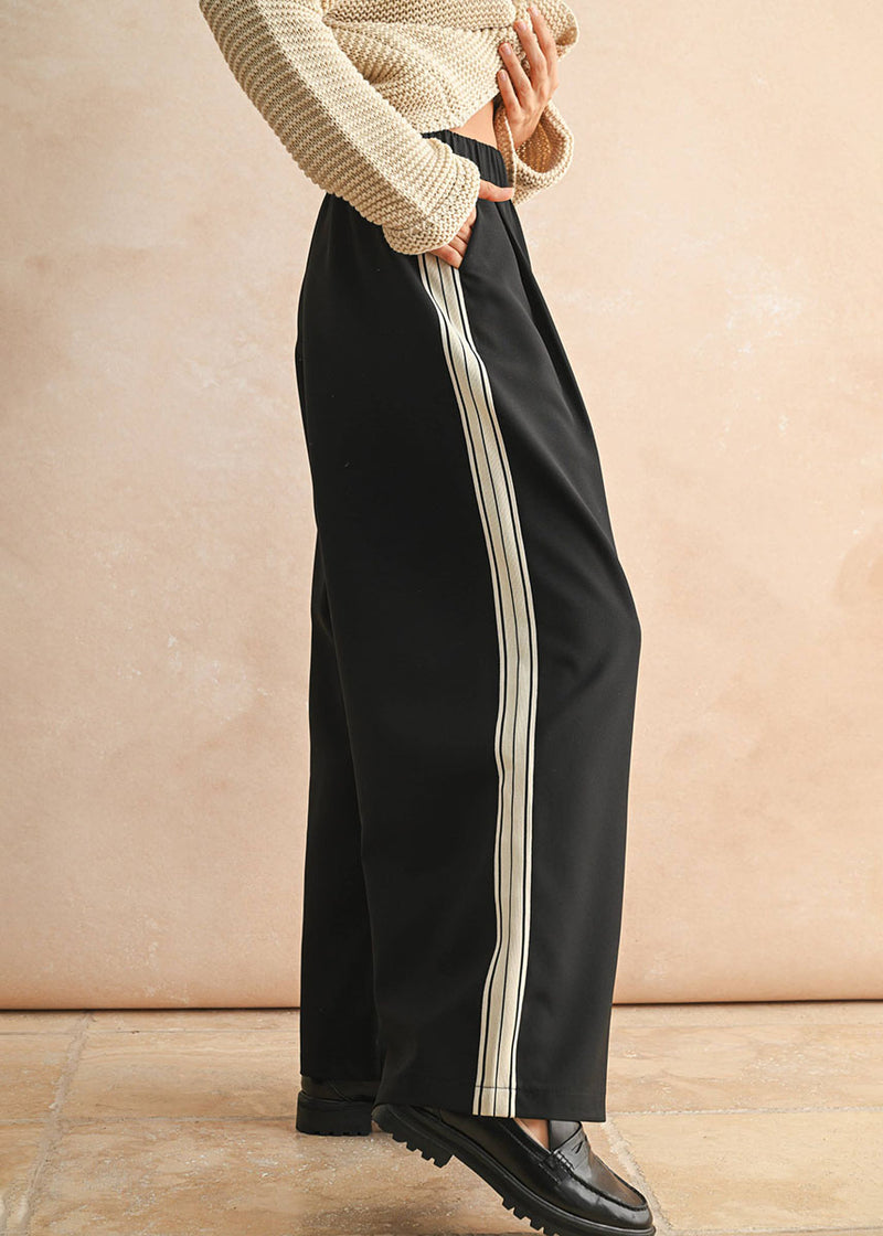 Wrenley Stripe Panel Pant - Black