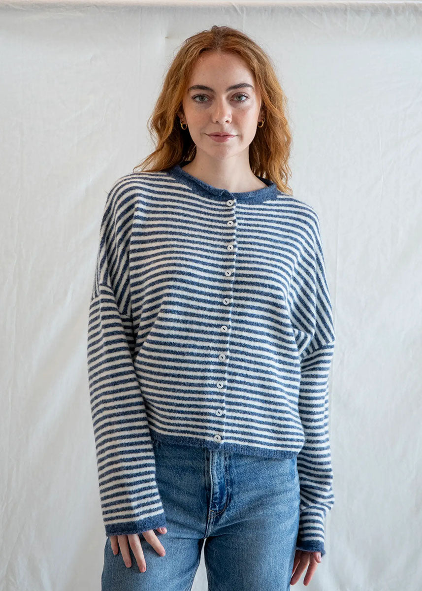 Piper Mini Striped Cardigan - Denim