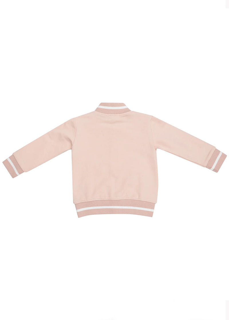 French Terry Letterman Jacket - Solid Pink