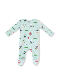 2-Way Zipper Footie - Golf Pros Green