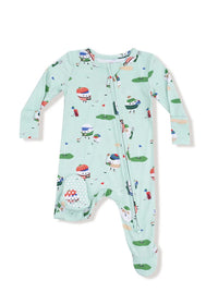 2-Way Zipper Footie - Golf Pros Green