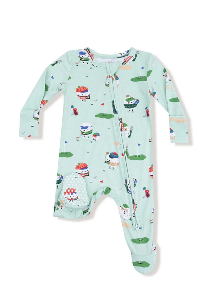 2-Way Zipper Footie - Golf Pros Green