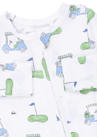 2-Way Zipper Footie - Golf Carts Blue