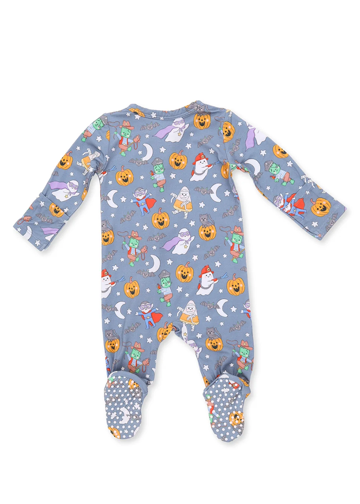 2-Way Zipper Footie - Halloween Monster Dress Up Blue