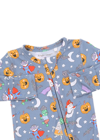 2-Way Zipper Footie - Halloween Monster Dress Up Blue