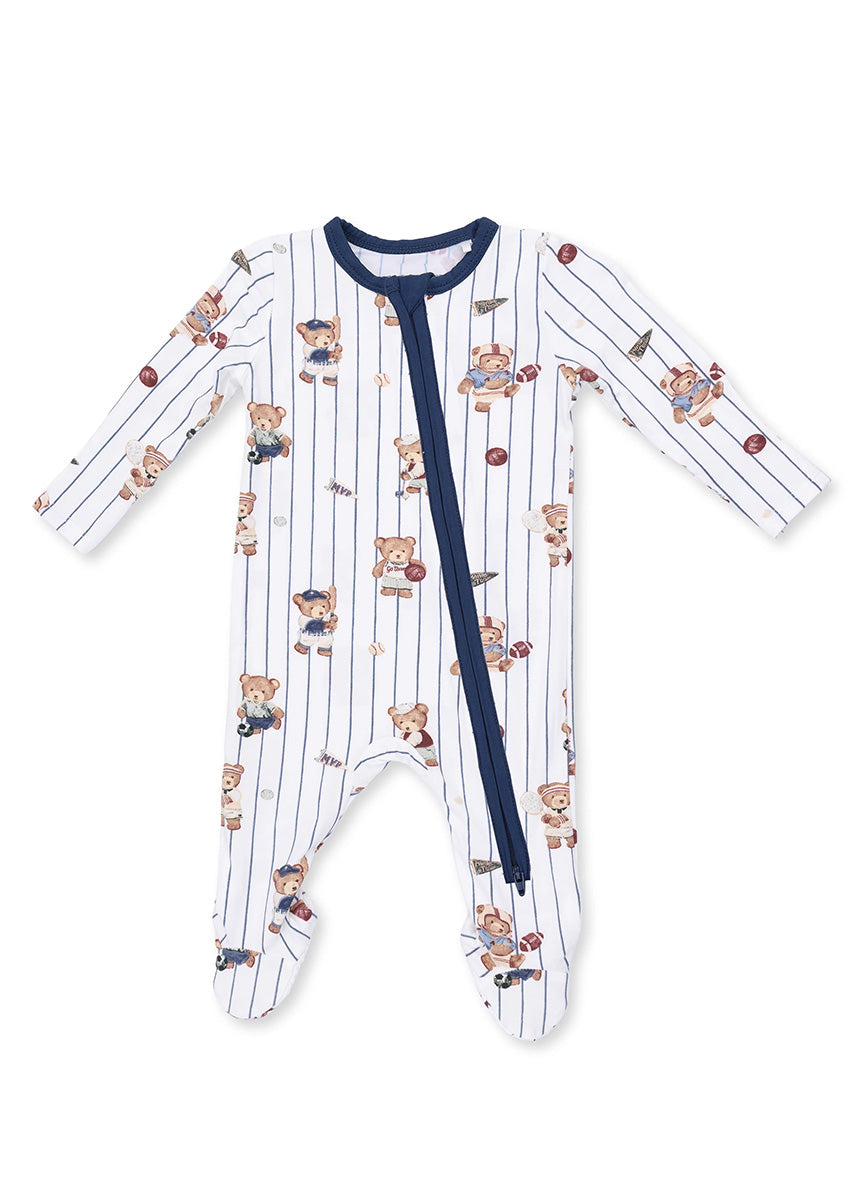 2-Way Zipper Footie - Mixed Sports Bears