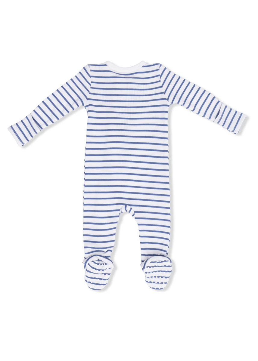 2-Way Zipper Footie - Navy Stripe
