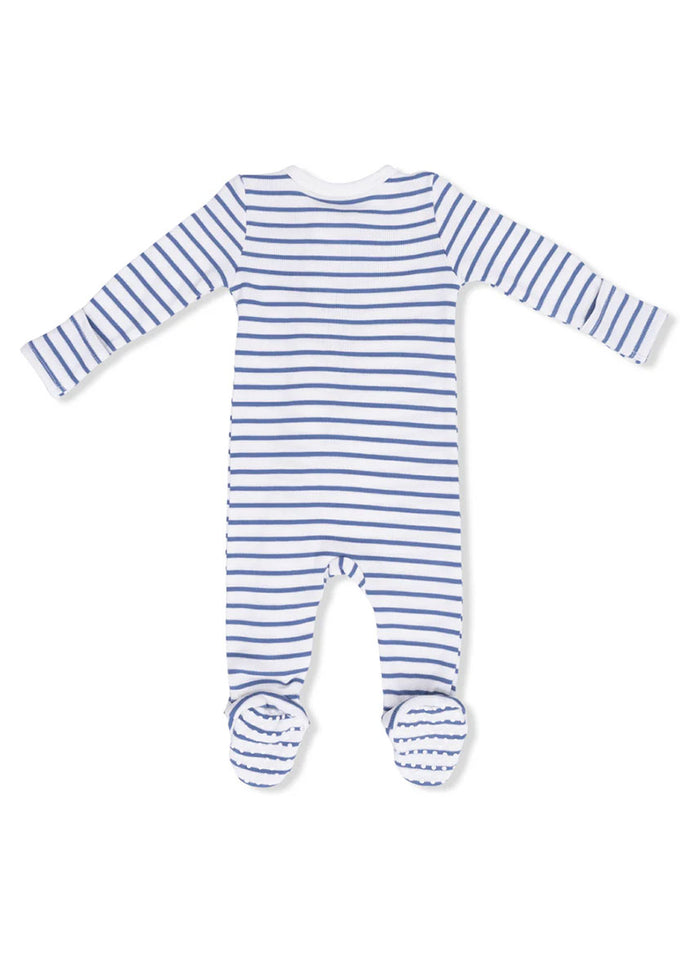 2-Way Zipper Footie - Navy Stripe