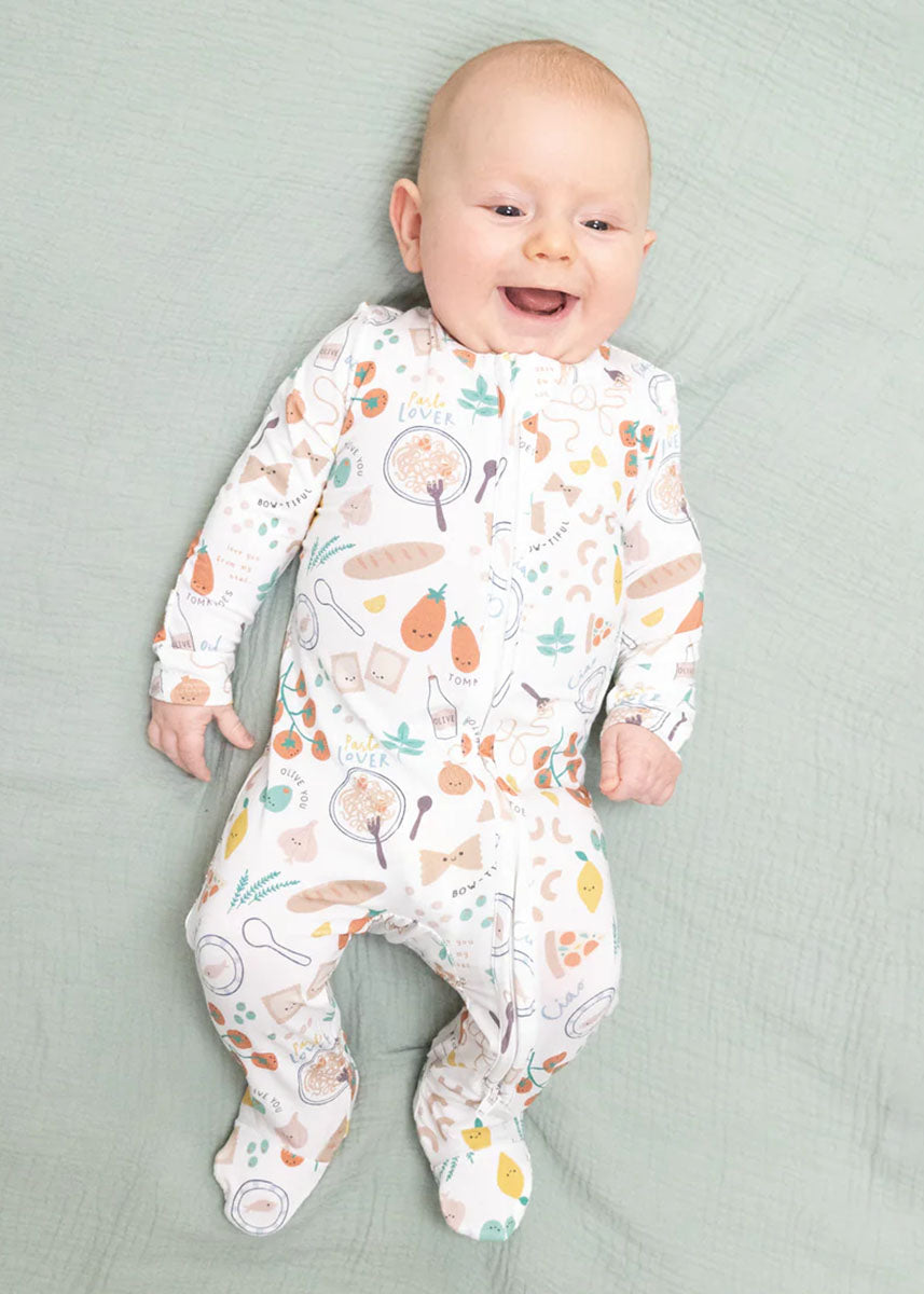 2-Way Zipper Footie - Pasta Lovers