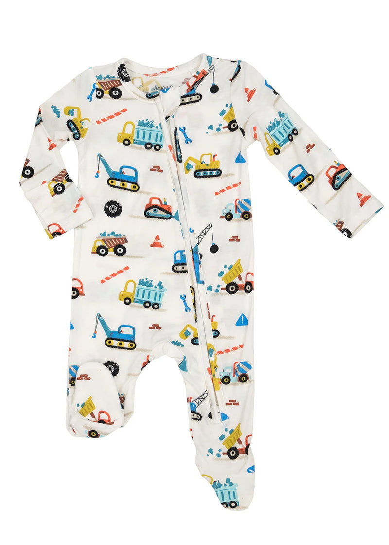 2-Way Zipper Footie - Crayon Construction