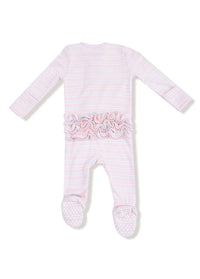 2-Way Ruffle Zipper Footie - Multi-Stripe Pink