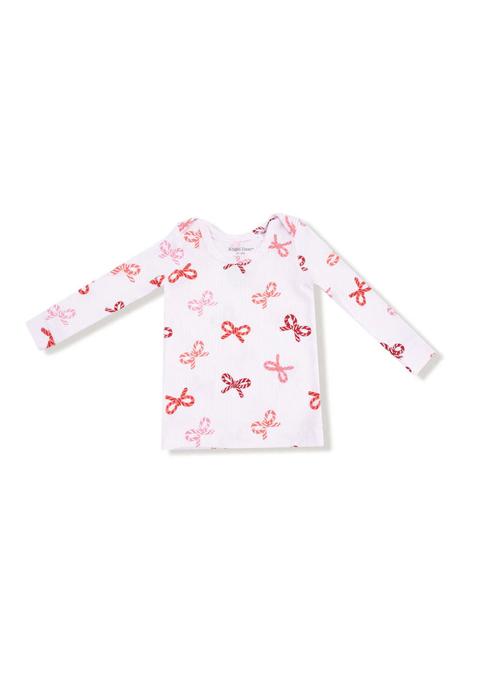 2-Piece L/S Pajama Set - Candy Cane Bows