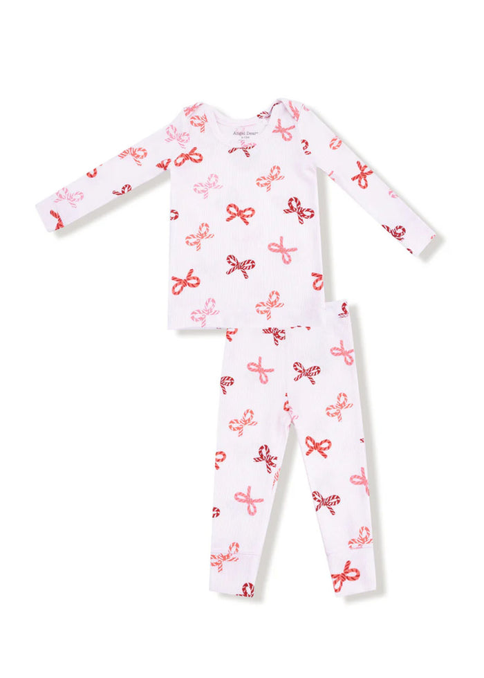 2-Piece L/S Pajama Set - Candy Cane Bows