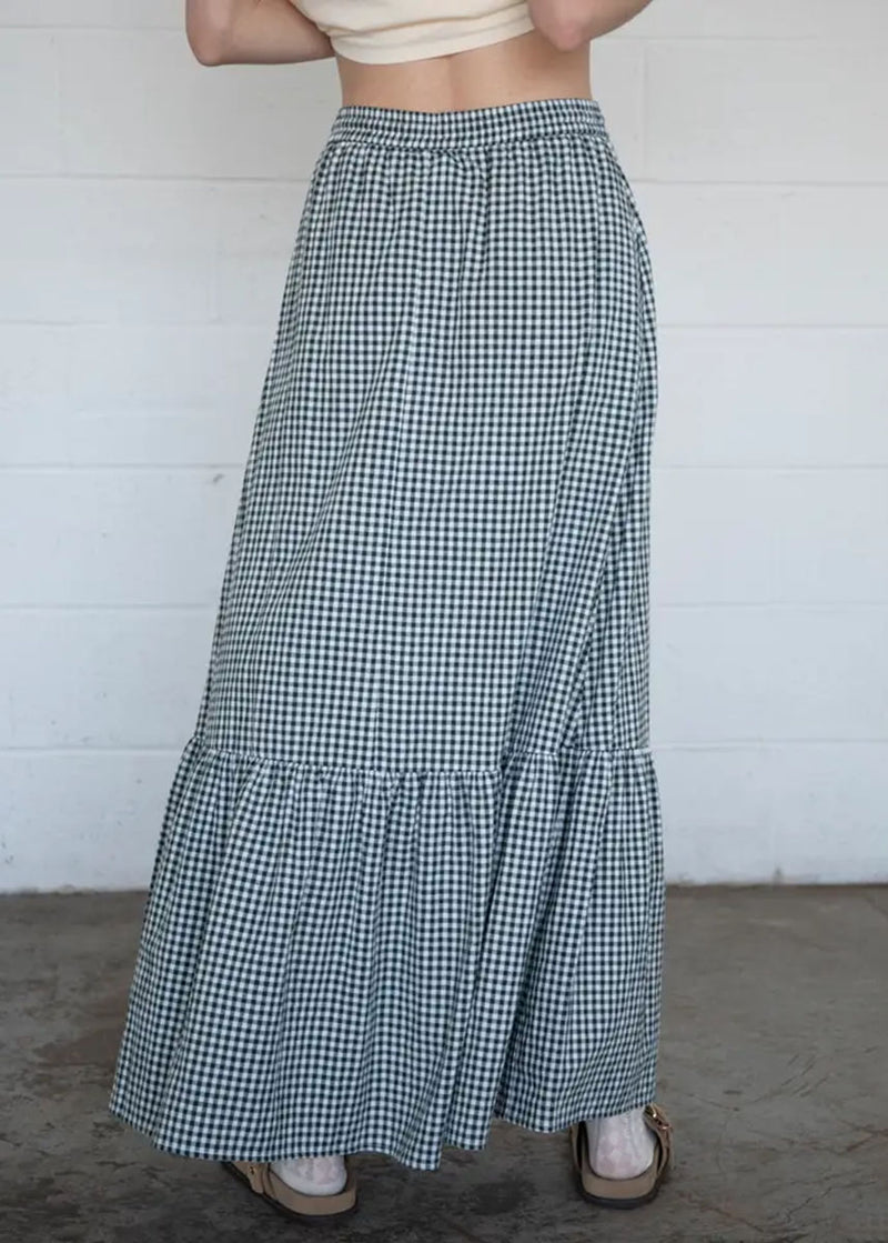 Jo Gingham Skirt - Forest