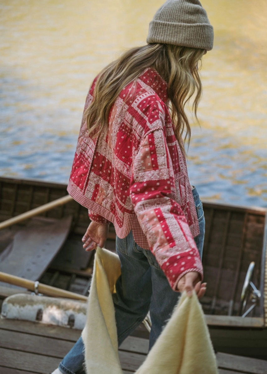 Bandana Patchwork Quilted Jacket - Red