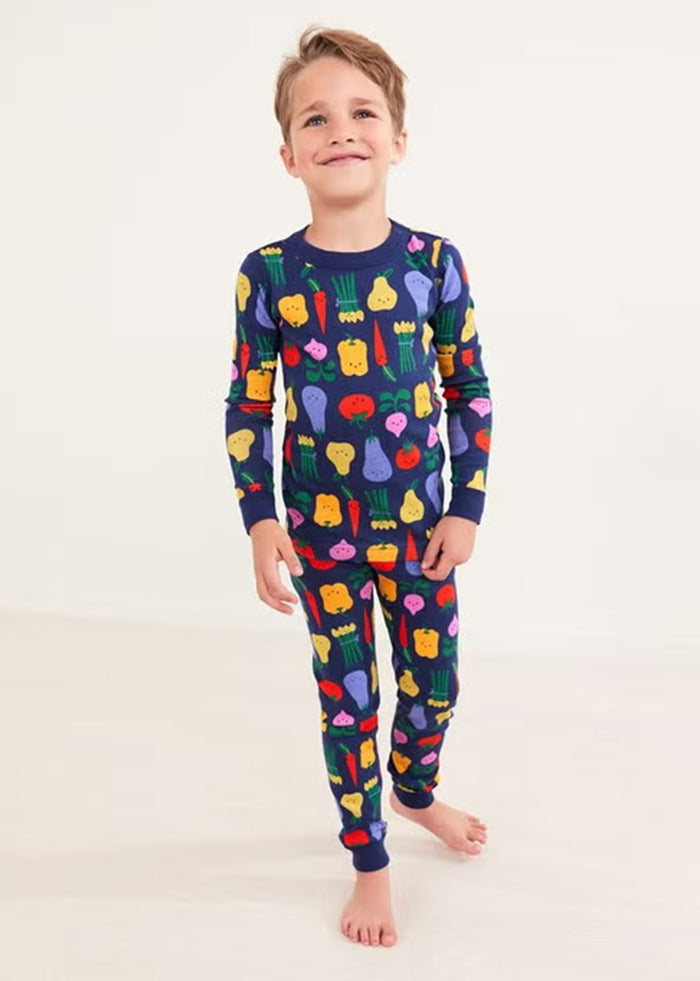 Kids Long John Pajama Set - Veggies