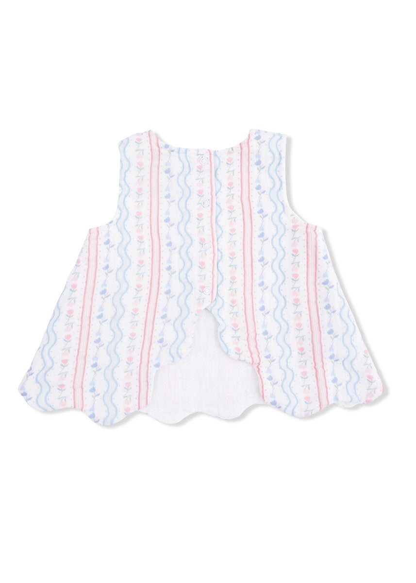 Scallop Back Top & Bloomer Set - Tulip Stripe