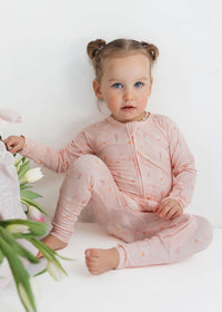 Pink Little Goose Zipper Romper