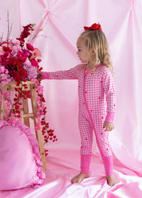 Be Mine Gingham Zipper Romper