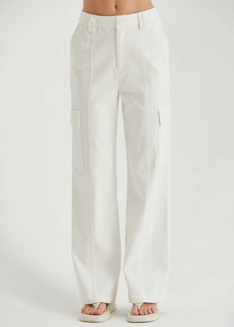 Kiera Cargo Denim Pants - White