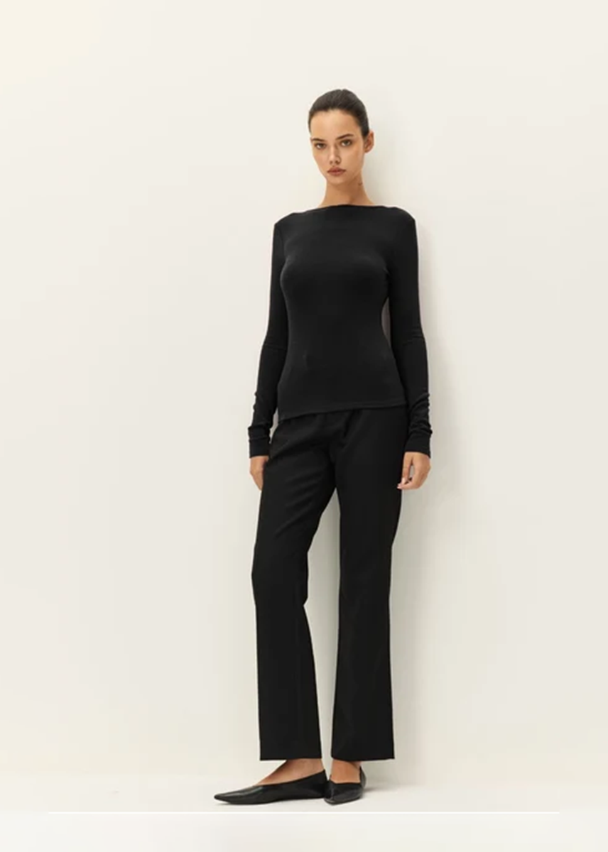 Odette Low Scoop Back Top - Black